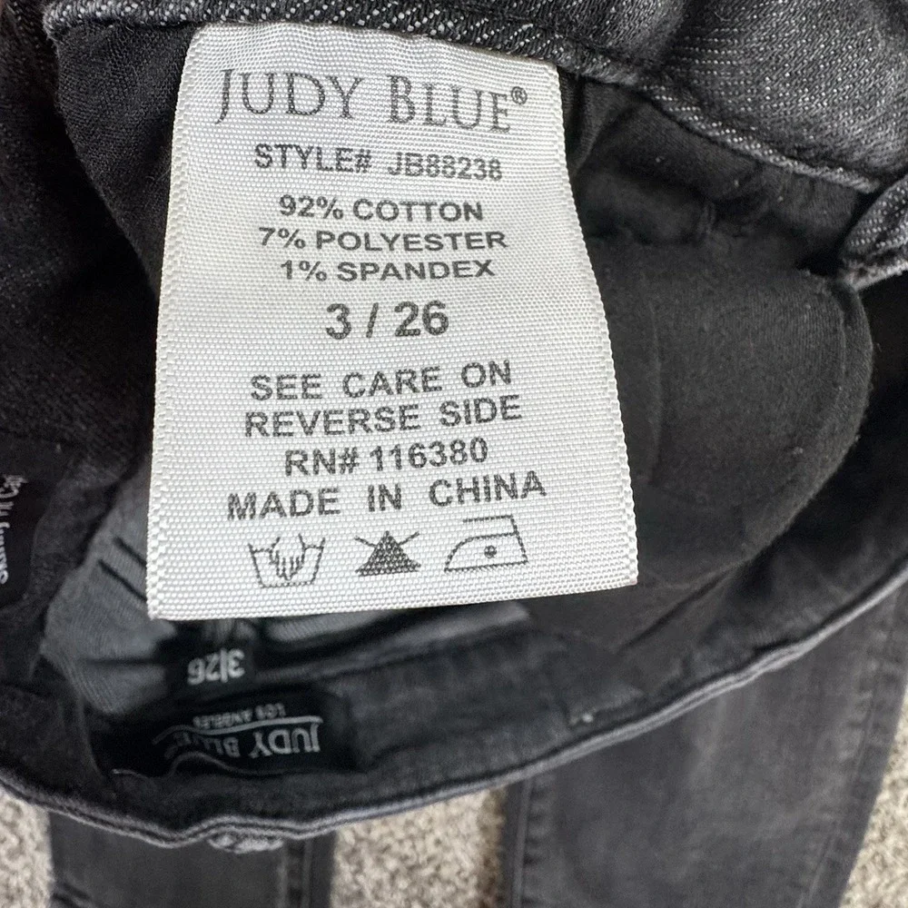 Judy Blue Jeans‎ Women's 3/26 Black Skinny Fit Capri Cropped Stretch Stone Wash - Picture 7 of 8